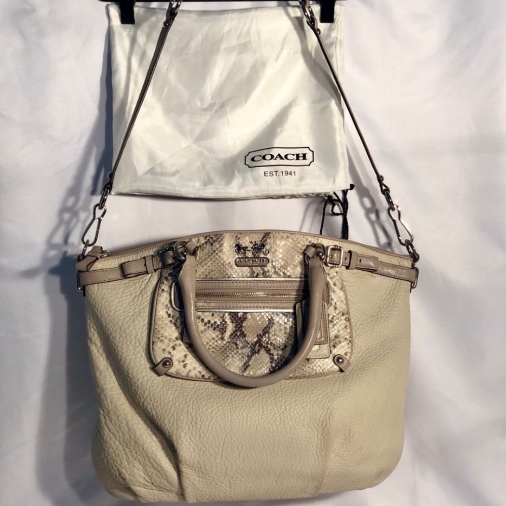 Coach Madison Embossed Python Leather Shoulder Bag